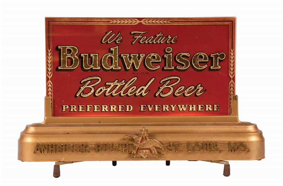 BUDWEISER BOTTLE BEER REVERSE GLASS LIGHT-UP SIGN