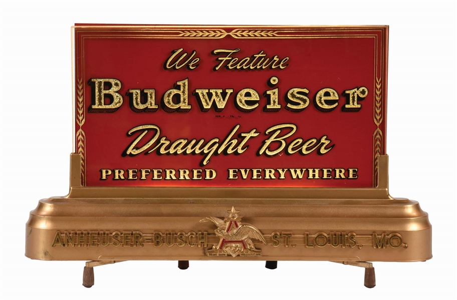 BUDWEISER DRAUGHT BEER REVERSE GLASS LIGHT-UP SIGN