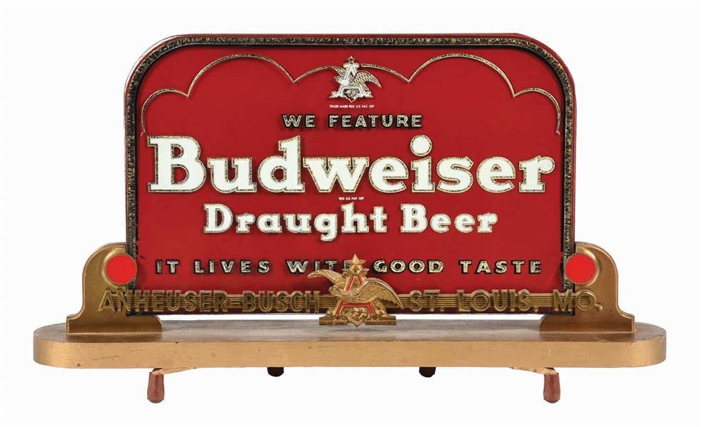 BUDWEISER DRAUGHT BEER REVERSE GLASS SIGN