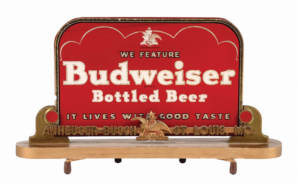 BUDWEISER BOTTLE BEER REVERSE GLASS SIGN