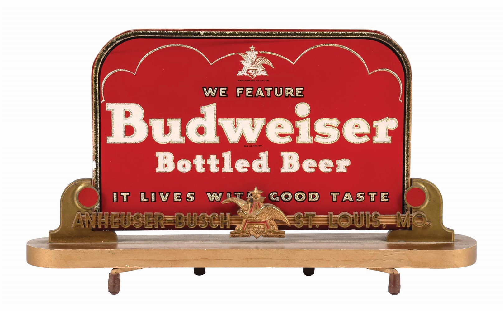 BUDWEISER BOTTLE BEER REVERSE GLASS LIGHT-UP SIGN