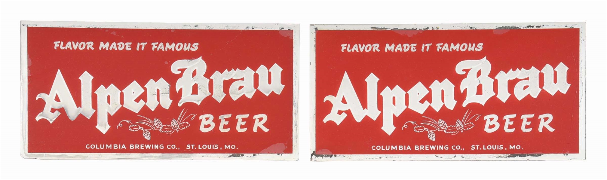 PAIR OF ALPEN BRAU BEER REVERSE GLASS STAND-UP SIGNS