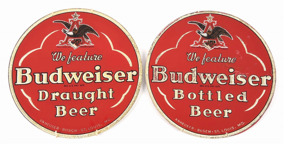 PAIR OF ANHEUSER-BUSCH BUDWEISER REVERSE GLASS SIGNS