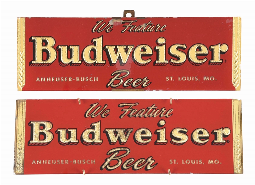 ANHEUSER-BUSCH BUSWEISER BEER SMALL REVERSE GLASS SIGNS