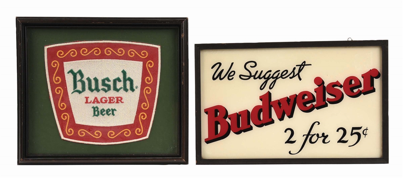 ANHEUSER-BUSCH BUDWEISER & BUSCH LAGER BEER REVERSE GLASS & PATCH