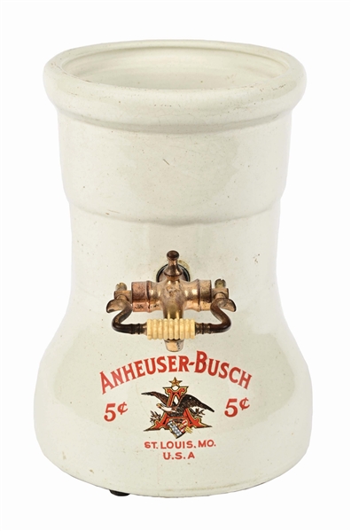 ANHEUSER-BUSCH 5¢ STONEWARE SYRUP DISPENSER