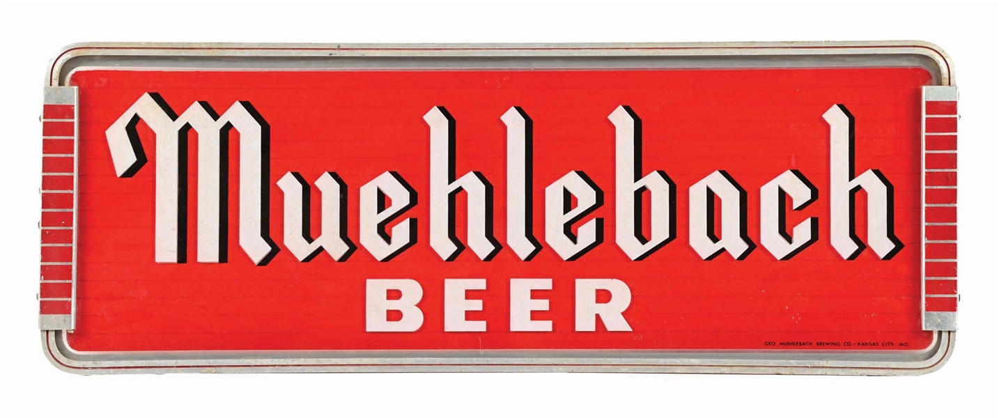 MUEHLEBACH BEER REVERSE GLASS ART DECO SIGN