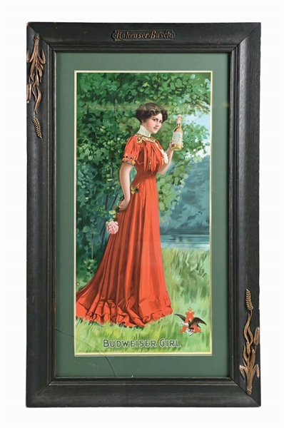 ANHEUSER-BUSCH BUDWEISER GIRL LITHOGRAPH