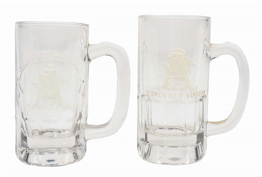 PAIR OF ANHEUSER-BUSCH GLASS STEINS