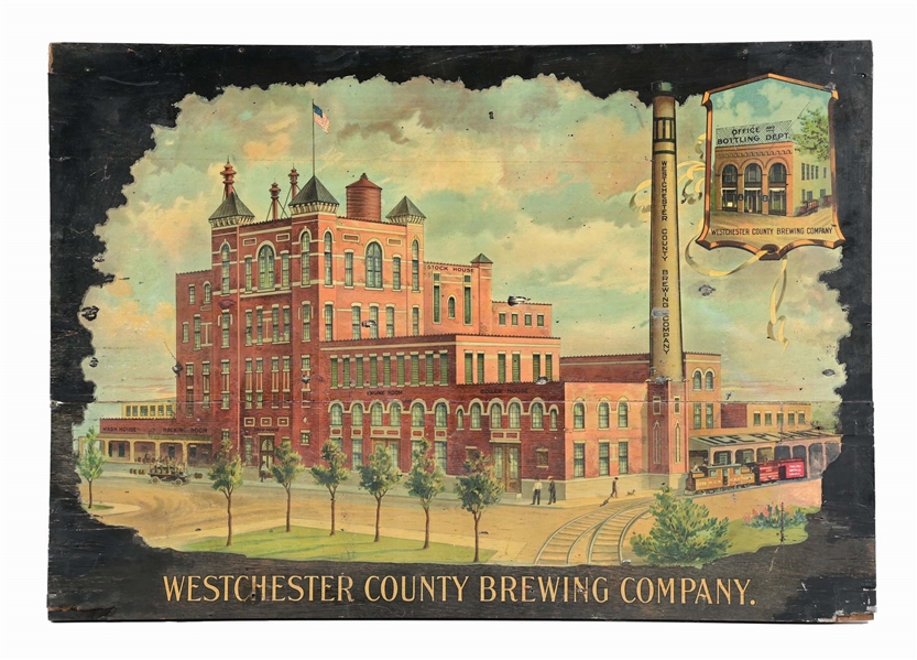 WESTCHESTER COUNTY BREWING CO. DECAL TRANSFER ON WOOD LITHOGRAPH