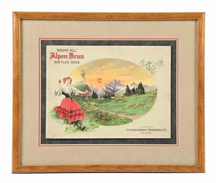 INDEPENDENT BREWERIES CO. ALPEN BRAU LITHOGRAPH SIGN