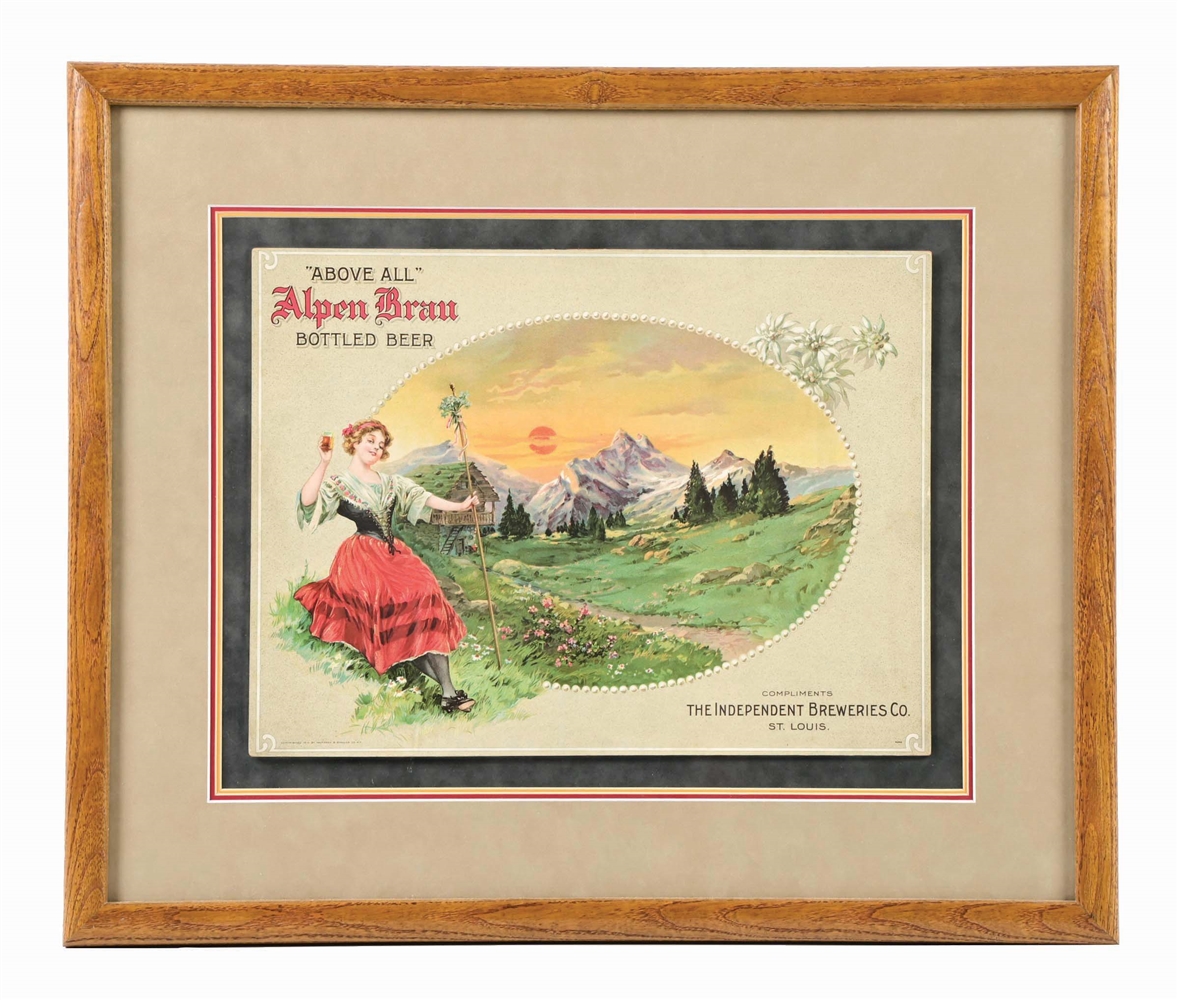 INDEPENDENT BREWERIES CO. ALPEN BRAU LITHOGRAPH SIGN