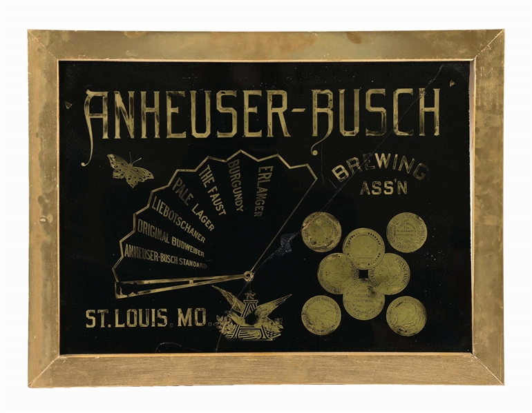 ANHEUSER-BUSCH BREWING ASSN. REVERSE GLASS SIGN