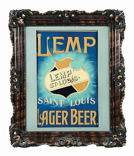 LEMP ST. LOUIS LAGER BEER TIN LITHOGRAPH SIGN