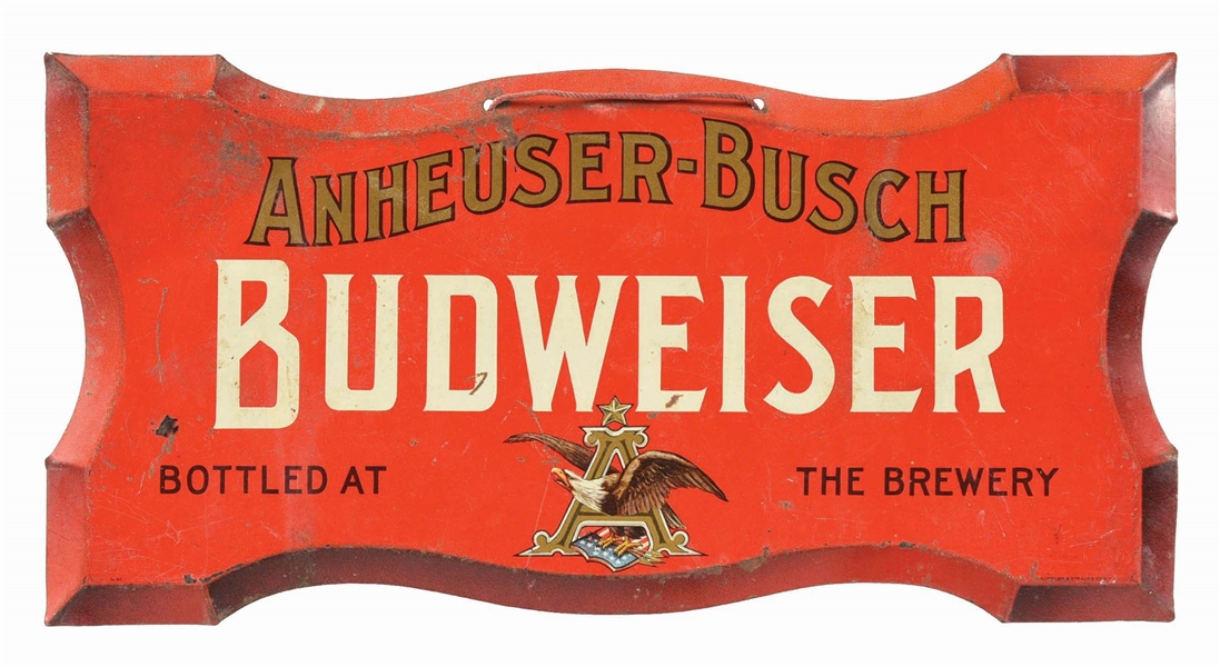 ANHEUSER-BUSCH BUDWEISER DIE-CUT TIN SIGN