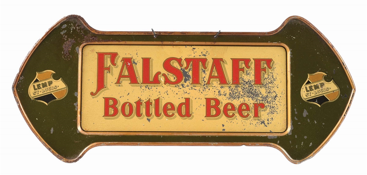 FALSTAFF BOTTLED BEER DIE-CUT TIN HANGING SIGN