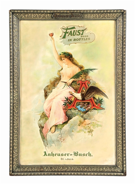 ANHEUSER-BUSCH FAUST BEER IN BOTTLES CARDBOARD LITHOGRAPH