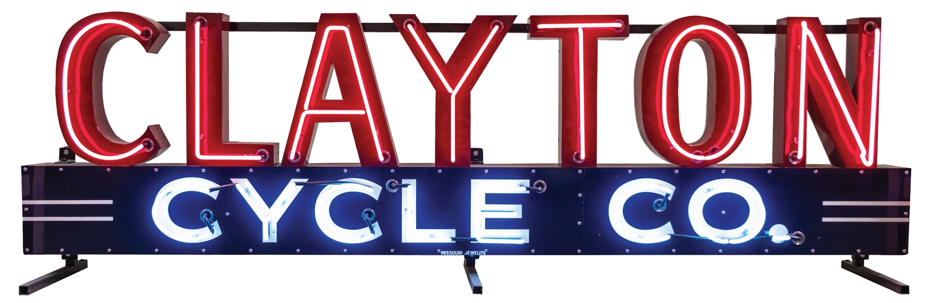 CLAYTON CYCLE COMPANY SINGLE-SIDED PORCELAIN NEON SIGN