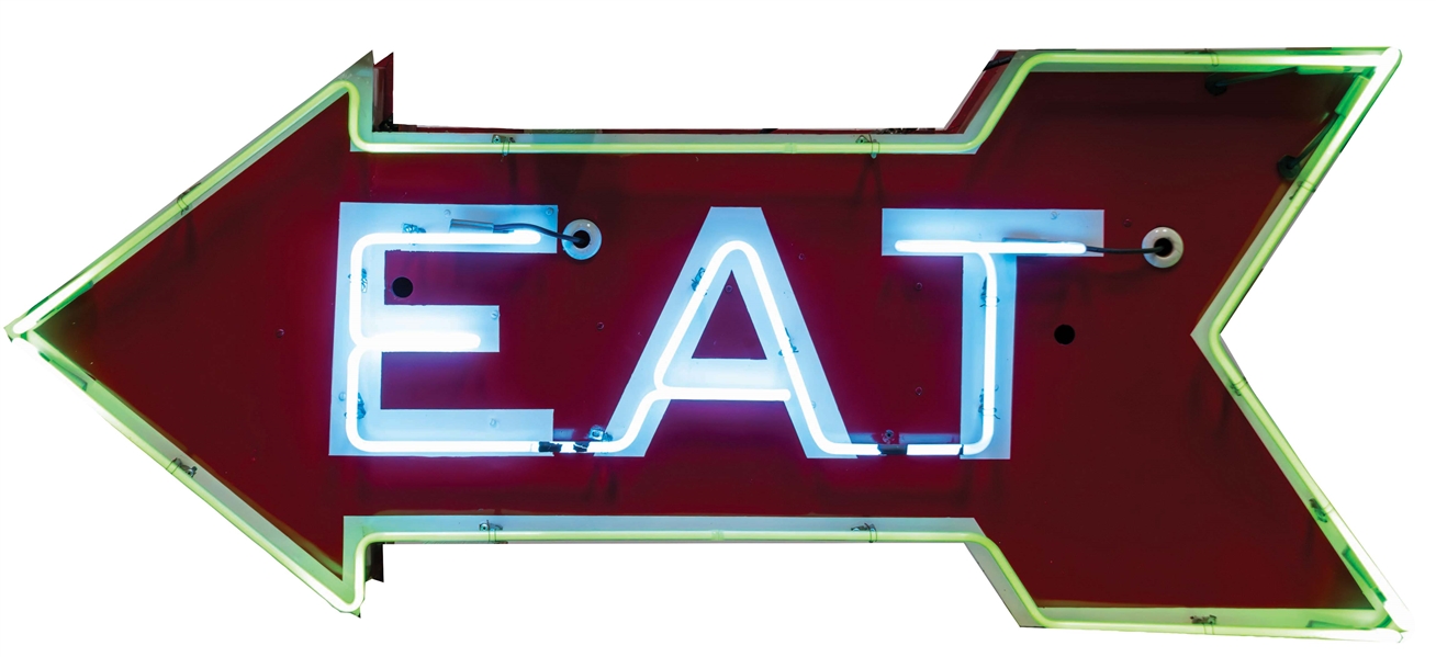 EAT PORCELAIN NEON SIGN W/ "EAT" INSCRIBED BULLNOSE