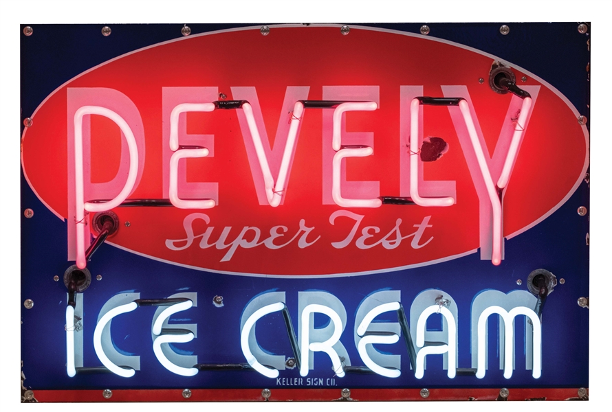 PEVELY ICE CREAM SINGLE-SIDED PORCELAIN NEON SIGN