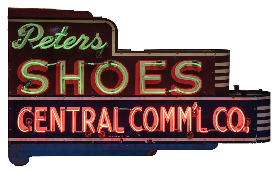 PETERS SHOES PORCELAIN NEON SIGN W/ BULLNOSE END