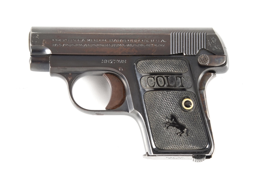 (C) COLT MODEL 1908 VEST POCKET SEMI AUTOMATIC PISTOL.