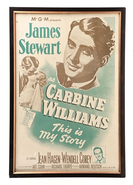 FRAMED CARBINE WILLIAMS MOVIE POSTER.