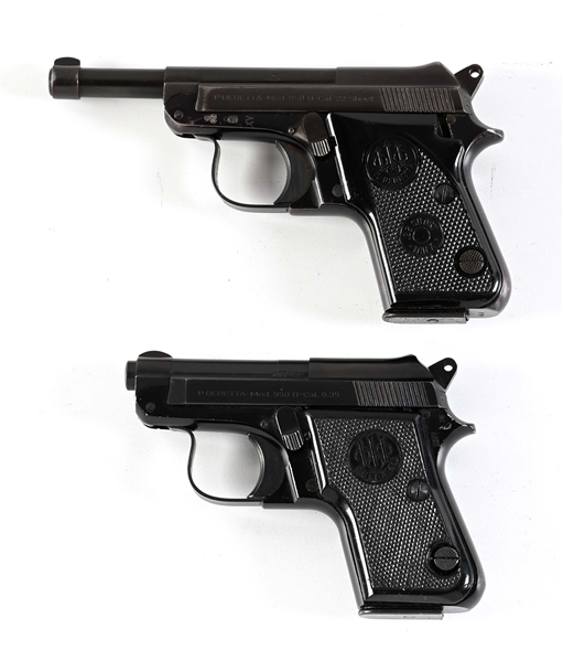 (M) LOT OF 2 BERETTA 950B TIP UP SEMI AUTOMATIC PISTOLS.