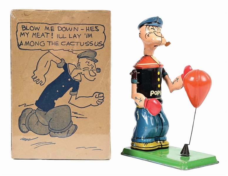 CHEIN TIN LITHO WIND-UP POPEYE FLOOR BAG PUNCHER