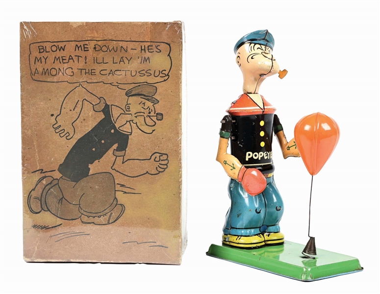 CHEIN TIN LITHO WIND-UP POPEYE FLOOR BAG PUNCHER