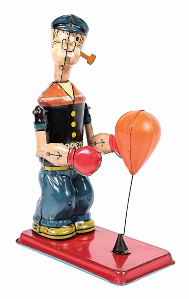 CHEIN TIN LITHO WIND-UP POPEYE BAG PUNCHER 1932