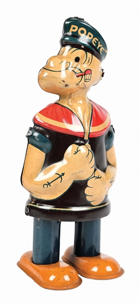 CHEIN TIN LITHO WIND-UP POPEYE MECHANICAL WALKING TOY 