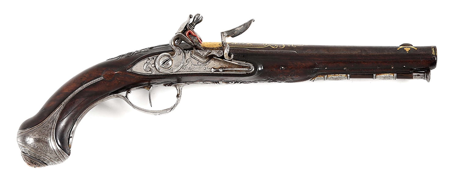 (A) REVOLUTIONARY WAR PERIOD BOULANGER FLINTLOCK PISTOL.