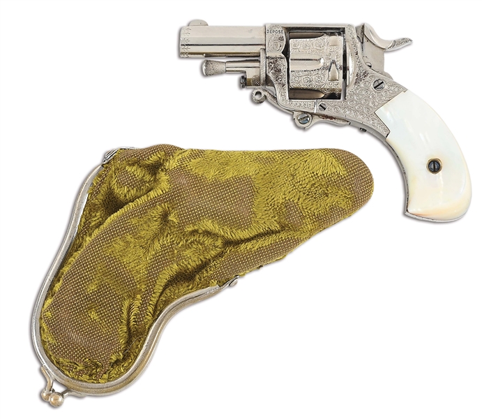 (C) DIMINUTIVE ENGRAVED BELGIAN "THE PUPPY" BULLDOG DOUBLE ACTION REVOLVER. 