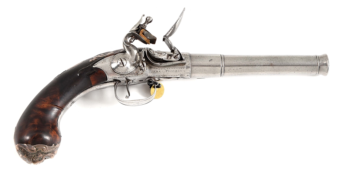 (A) QUEEN ANNE FLINTLOCK PISTOL BY JAMES FREEMAN. 