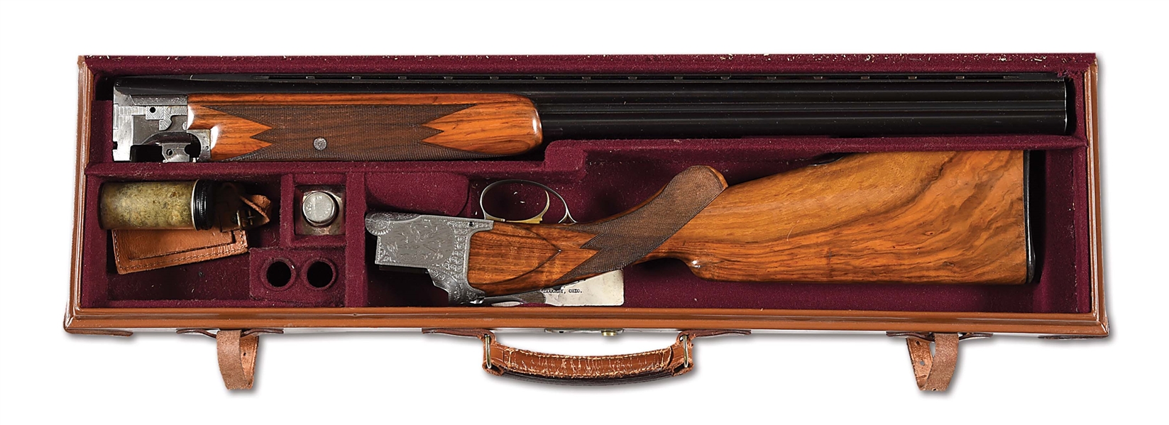 (C) FELIX FUNKEN ENGRAVED "FIGHTING COCKS" BROWNING SUPERPOSED 12 GAUGE SHOTGUN IN CASE.