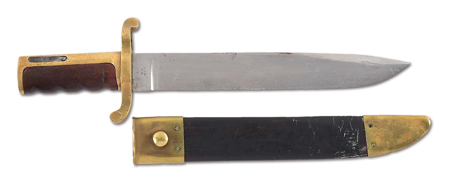 US CIVIL WAR NAVY DAHLGREN BOWIE BAYONET WITH SCABBARD.