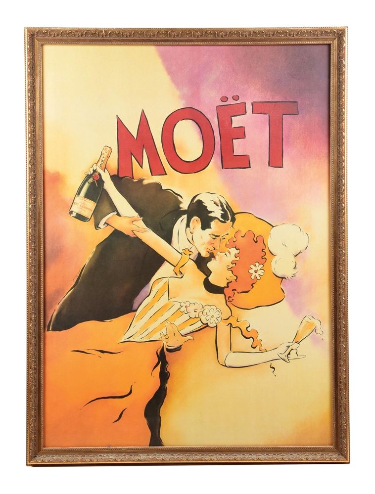 MOËT & CHANDON CHAMPAGNE PAPER LITHOGRAPHED ADVERTISEMENT W/ NEW YEARS GRAPHIC