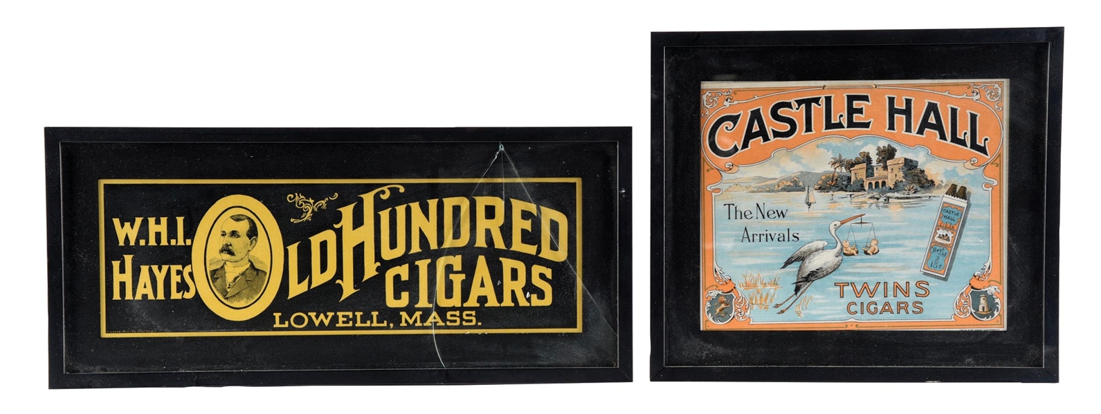 PAIR OF PAPER & CARDBOARD CIGAR SIGNS