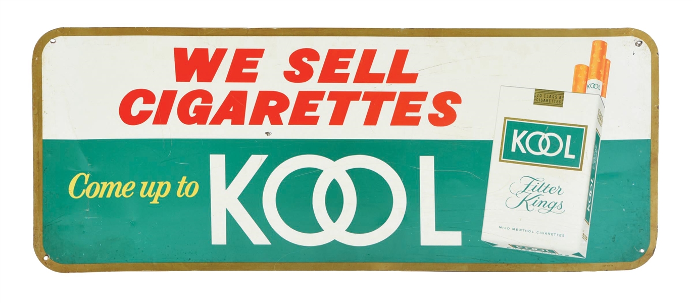 KOOL CIGARETTES TIN SIGN W/ CIGARETTE PACK GRAPHIC