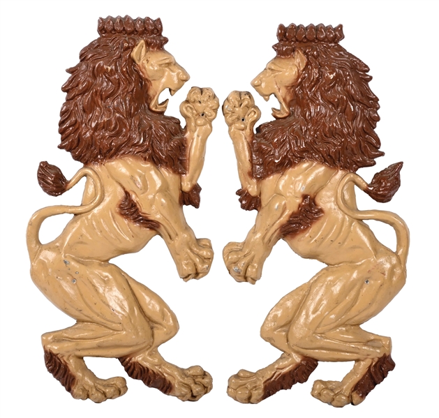 COLLECTION OF 2  CAST ALUMINUM LIONS OUT OF A CAROUSEL RIDE