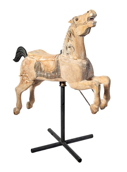 WOODEN CAROUSEL HORSE W/ STAND