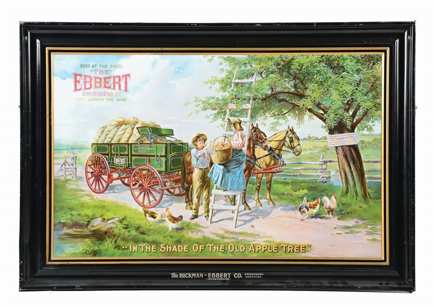 THE HICKMANN-EBBERT CO. SELF-FRAMED TIN LITHOGRAPH SIGN