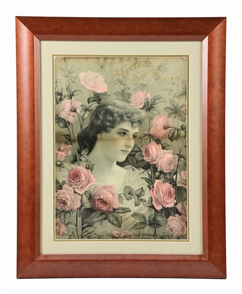 AMERICAN BREWING CO. VICTORIAN ROSE LITHOGRAPH