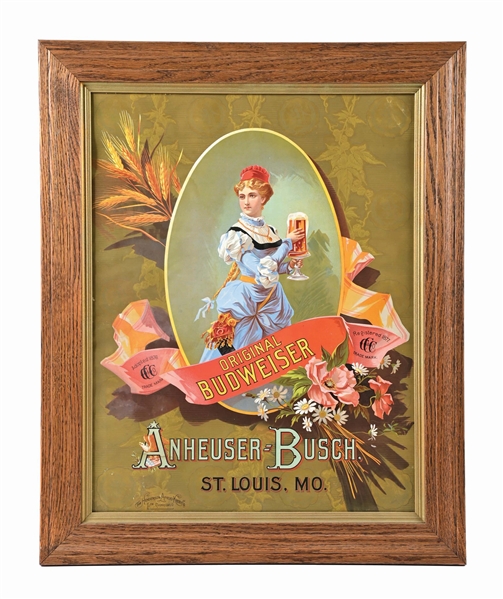 ANHEUSER-BUSCH ORIGINAL BUDWEISER LITHOGRAPH SIGN