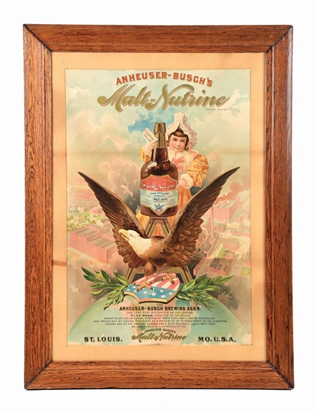 ANHEUSER BUSCH MALT NUTRINE PAPER LITHOGRAPH SIGN