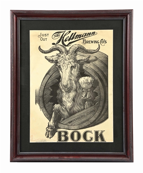 THE HELLMANN BREWING CO. BOCK BEER PAPER LITHOGRAPH