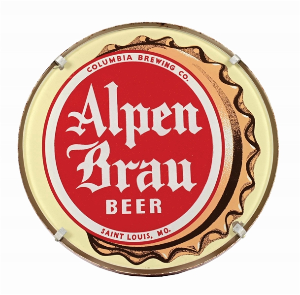 ALPEN BRAU BEER REVERSE GLASS LIGHT-UP SIGN