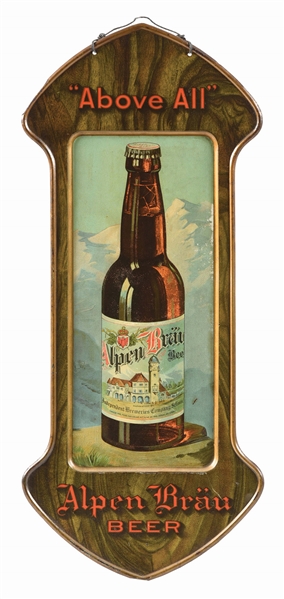 ALPEN BRAU BEER SELF FRAMED TIN LITHOGRAPH HANGING SIGN