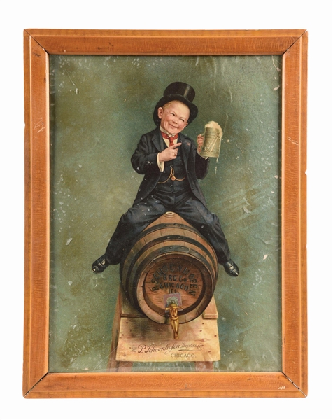 THE P. SCHOENHOFEN BREWING CO. CHILD ON BARREL LITHOGRAPH